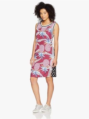 adidas Originals x Farm Tank Dress Multicoloured Pineapple Print sz S Polka Dots